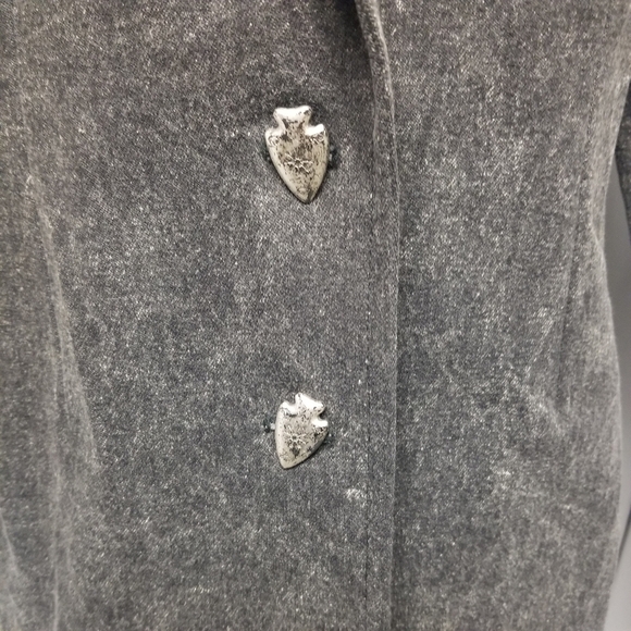 Vintage 70s Western Slate Wash Blazer Jean Jacket Gypsy Boho Studded Arrow - Picture 6 of 6